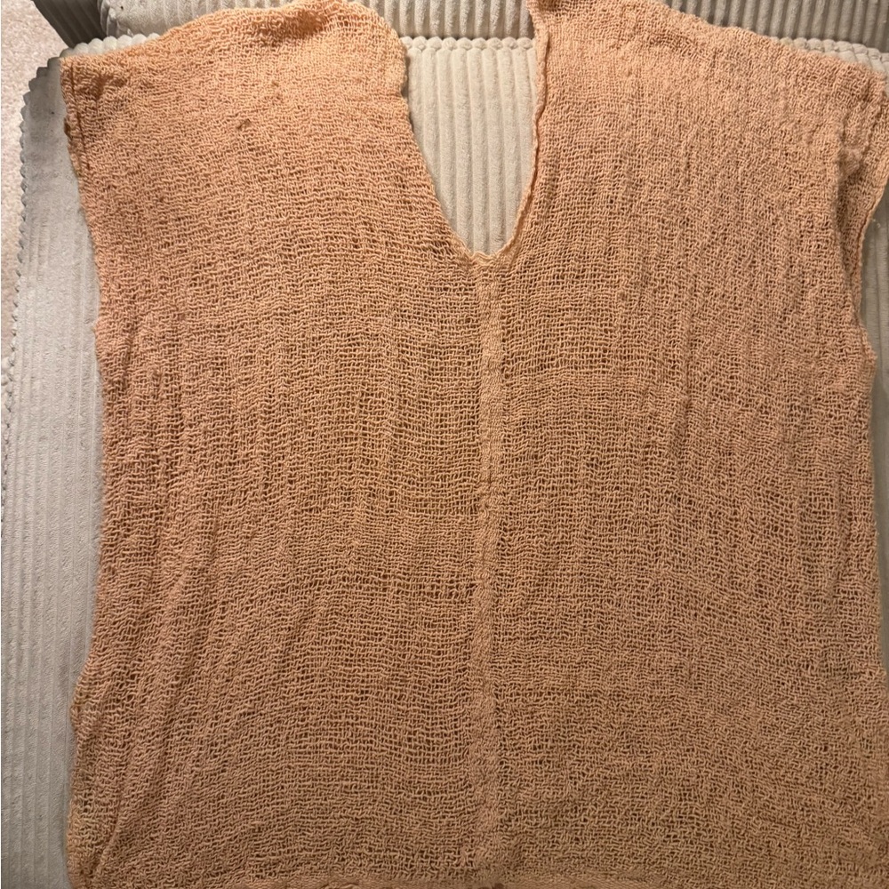 Light Orange Knit Sleeveless Top
